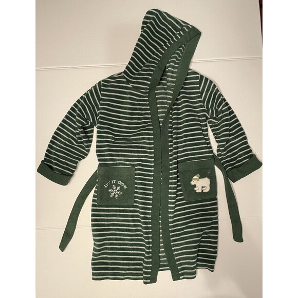 The Children's Place Other - The Children’s Place Boys Green And White Striped Robe Size M